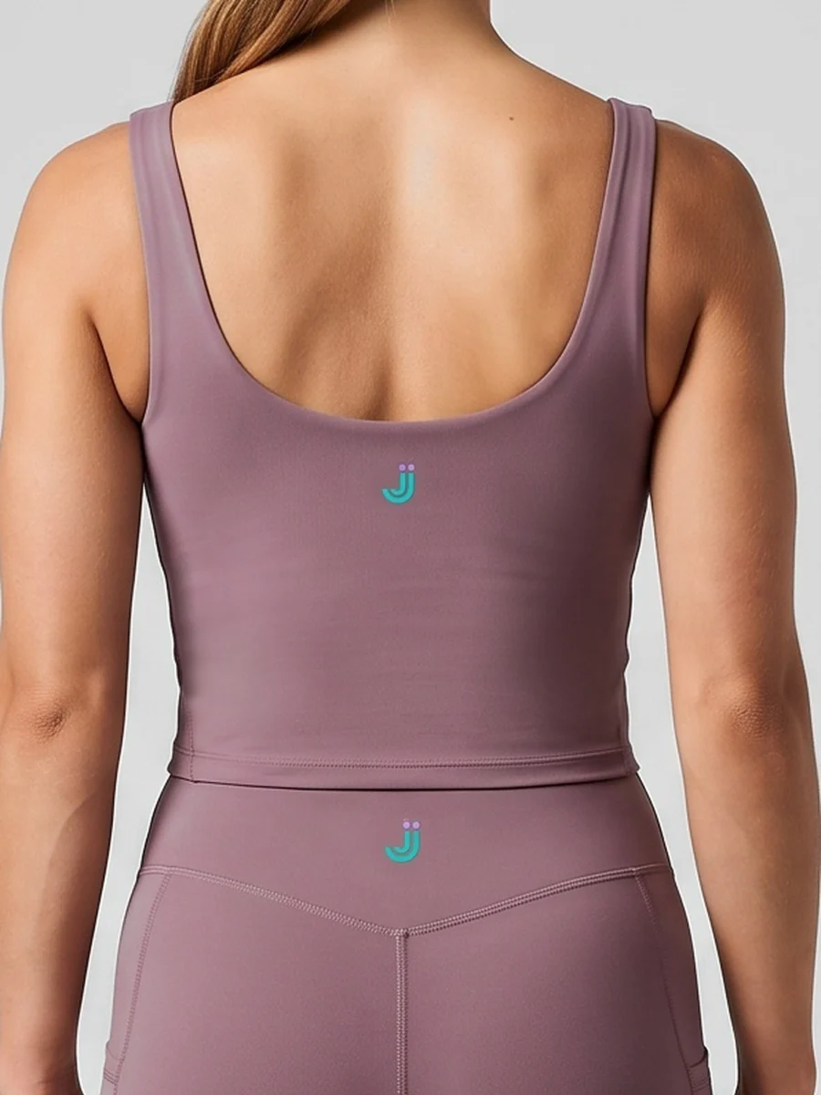 Aero Run Bra Vest in Pink/Purple, back logo close-up