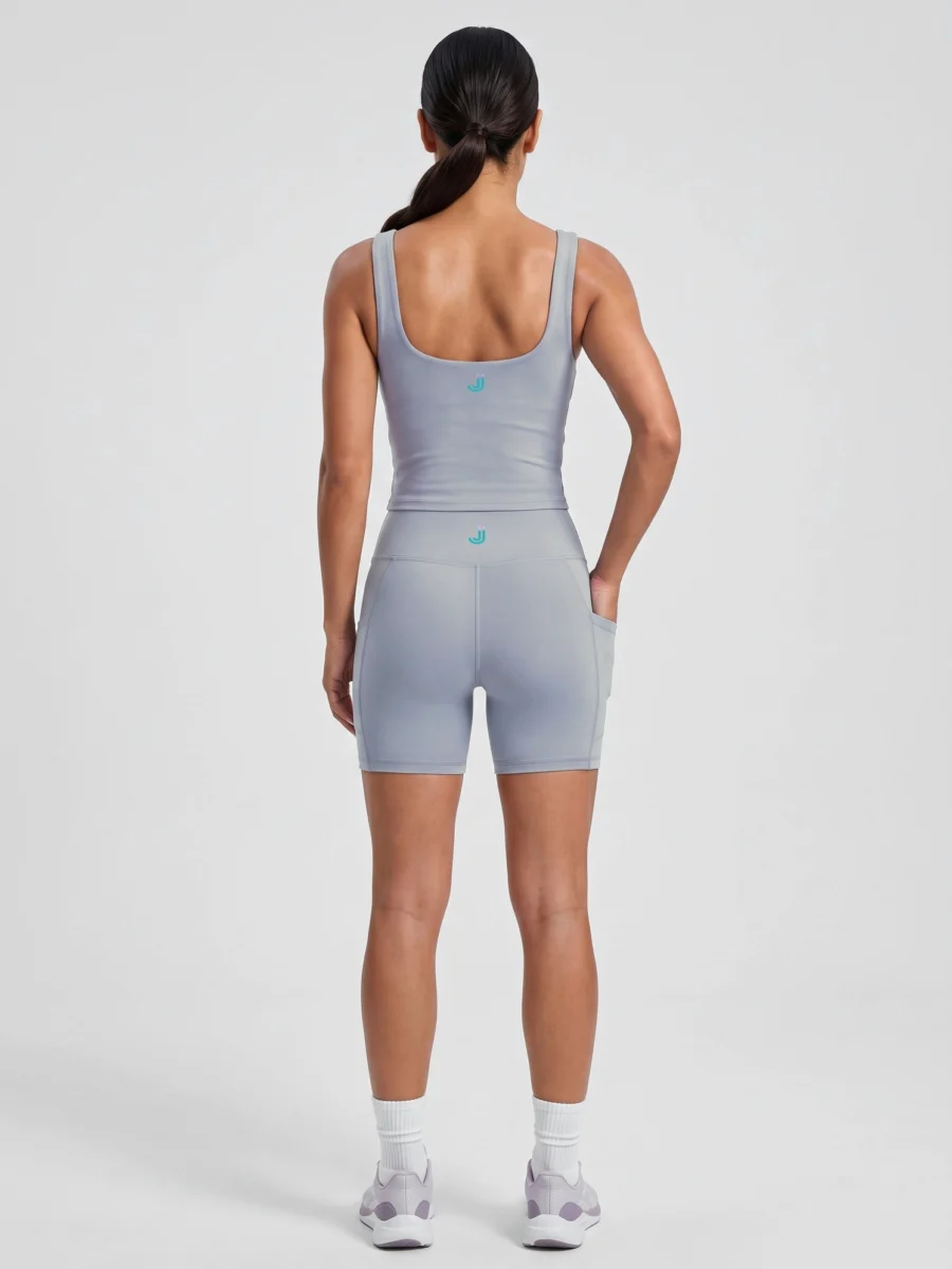Cycling Shorts with Pockets - Blue/Grey, back