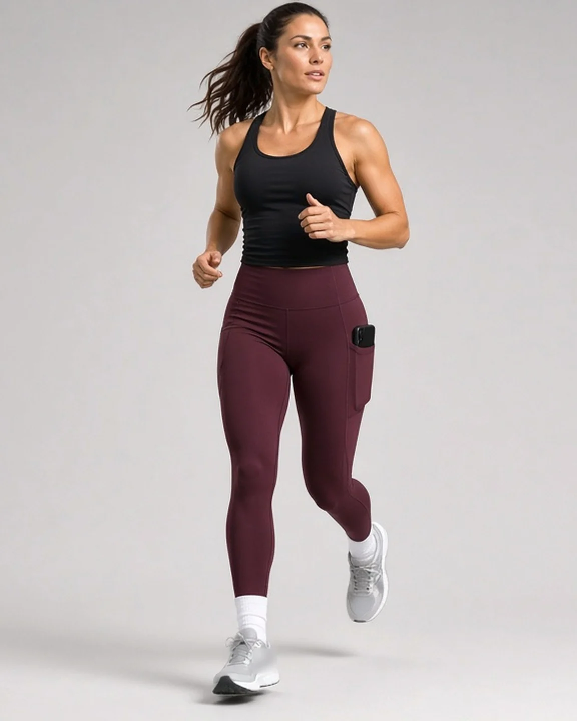 Aero Run Leggings - Burgundy - front