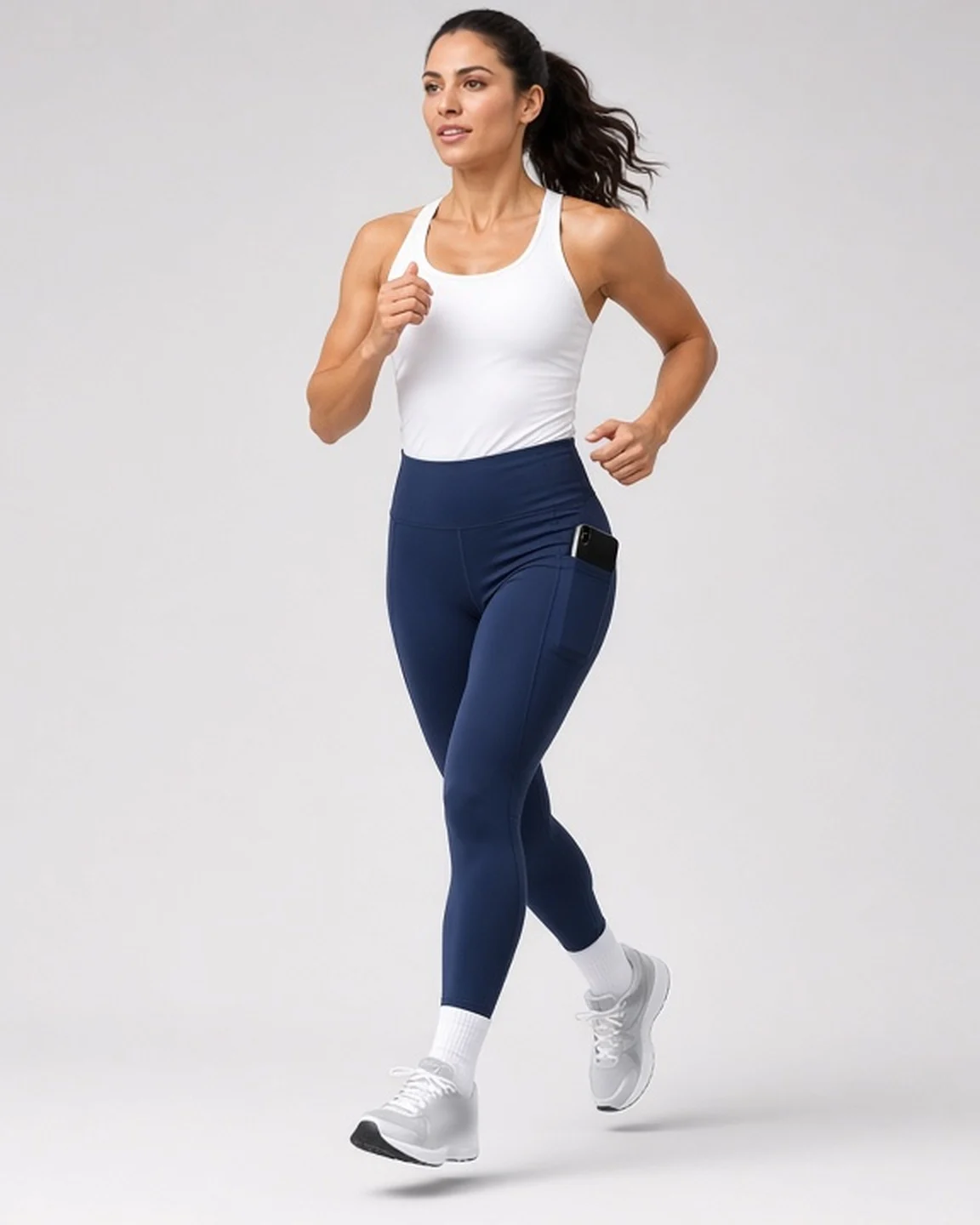 Aero Run Leggings - Navy - front